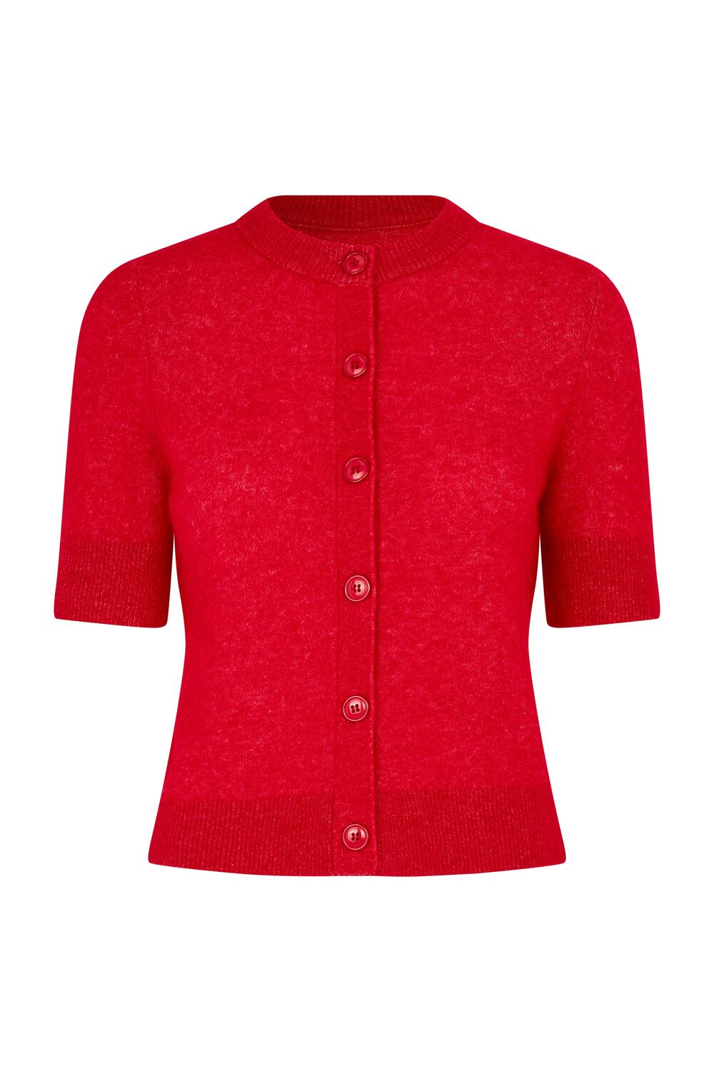 Sanoura kortærmet cardigan - Haute Red